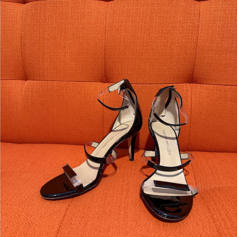 Tamara Mellon Frontline Black Patent Leather Heels